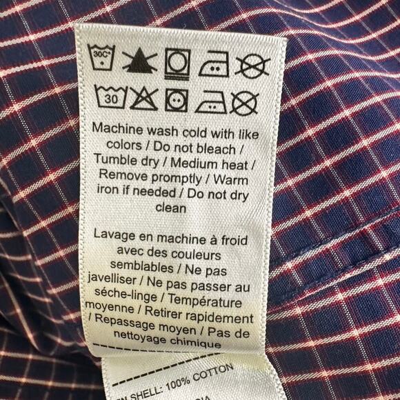 UNTUCKit Graach WF Slim Fit Blue Red Plaid Long Sleeve Men's Button Shirt Sz L - Picture 9 of 10